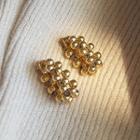 Gold Plated Beaded Earrings 1 Pair - 925 Silver Needle - One Size
