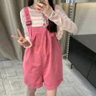 Set: Long Sleeve Round Neck Striped T-shirt + Jumper Shorts