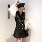 Mock Two-piece Double-breasted Mini Coatdress