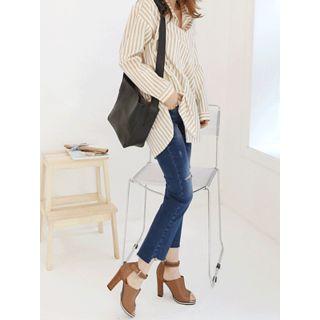 Boot-cut Fray-hem Distressed Jeans