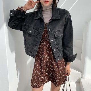 Flap-pocket Black Denim Jacket Black - One Size