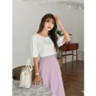 Tie-back Puff-sleeve Blouse