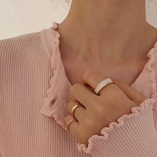 Set Of 3: Open Ring Set Of 3 - White - One Size
