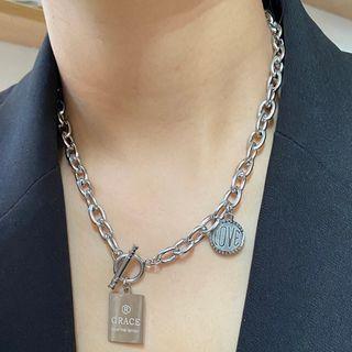 Lettering Chain Necklace K24 - As Shown In Figure - One Size