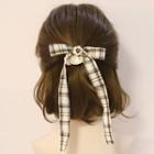 Plaid Ribbon Hair Tie Plaid - Brown & White - One Size