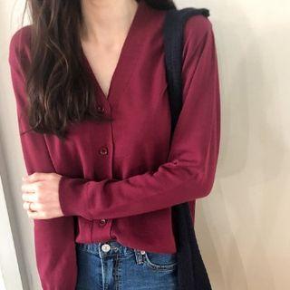 V-neck Wide-placket Cardigan