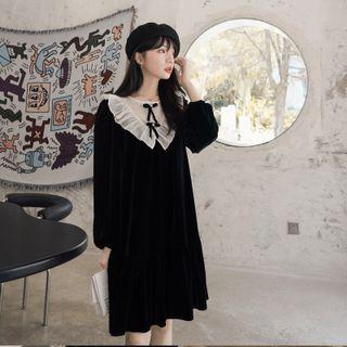 Peter Pan Collar Velvet A-line Dress