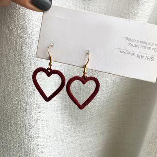 Flannel Heart Dangle Earring 1 Pair - Flannel Heart Dangle Earring - Red - One Size