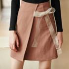 Ribbon Detail Pinstriped A-line Skirt