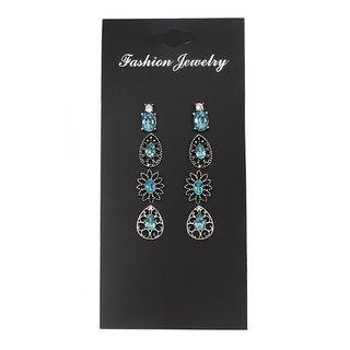 Rhinestone Earring Set 4 Pairs - As Shown In Figure - One Size