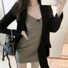 Tie-waist Light Blazer / Gingham Sleeveless Mini Dress