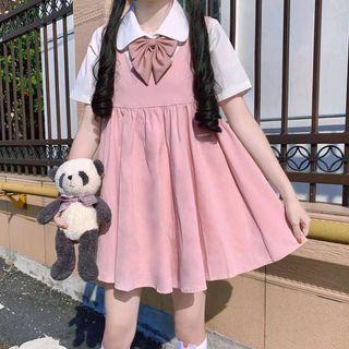 Short-sleeve Plain Shirt / Plain Jumper Dress