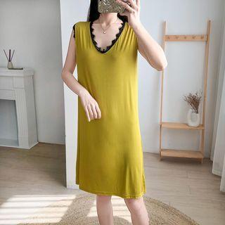 Sleeveless Lace Trim Sleep Dress