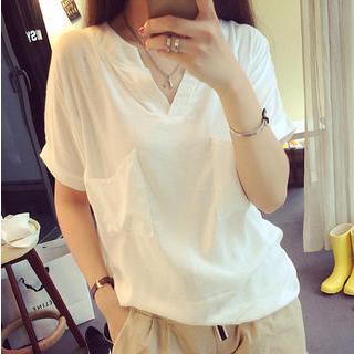 V-neck Short-sleeve Blouse
