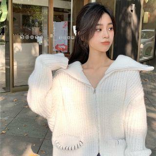 Zipped Knit Jacket Jacket - White - One Size