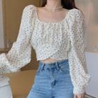 Bubble Long-sleeve Dotted Top Almond - One Size