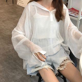 Oversized Sheer Hoodie White - One Size