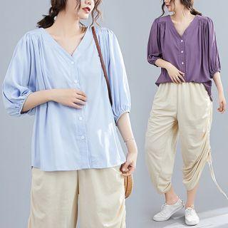 Plain Asymmetrical Semi Sleeve Shirt