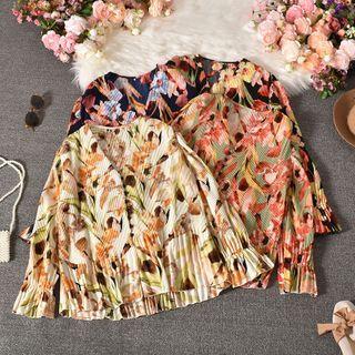 Ruffle Hem Floral Print Cardigan