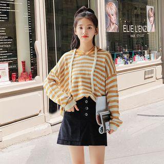 Striped Hooded Sweater Yellow - One Size