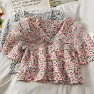 Layered Printed Crop Shirt