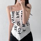 Lettering Asymmetrical Camisole Top White & Black - One Size