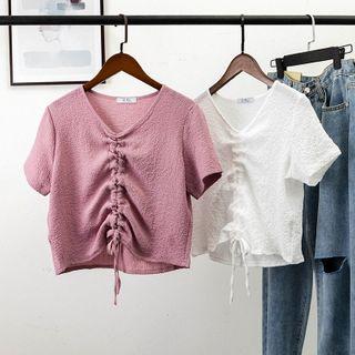 Short-sleeve Drawstring T-shirt White - One Size
