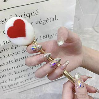 Embellished Glitter Faux Nail Tips 79 - Gold - One Size
