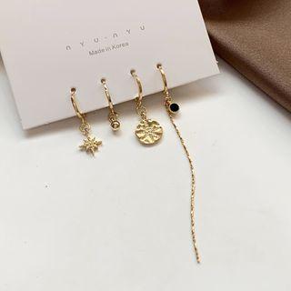Set Of 4: Earring Set - Gold - One Size