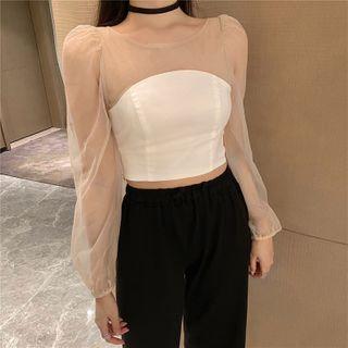 Paneled Mesh Blouse