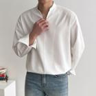 Mandarin-collar Sleek Shirt
