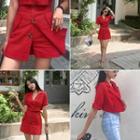 Set: Cropped Summer Blazer + Button-front Skort