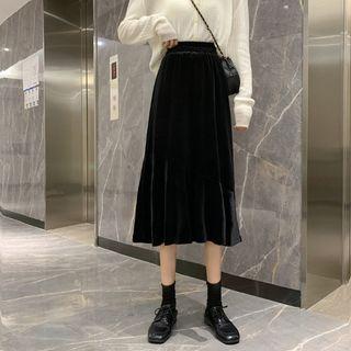 High-waist Velvet Fish Tail Skirt