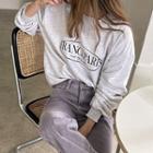 Drop-shoulder Collared Letter Sweatshirt