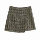 Houndstooth Buttoned Mini Skirt