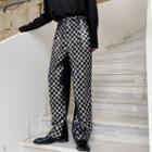 Sequined Check Panel Pants