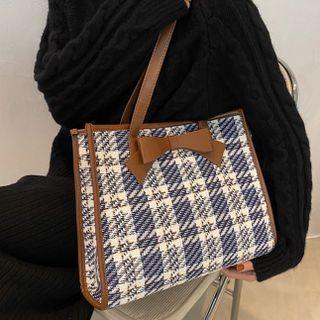 Ribbon Plaid Tote Bag