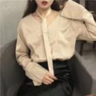 Front-tie Long-sleeve Blouse