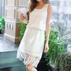 Fringed Hem Tank Dress