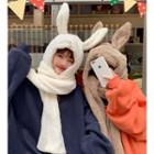 Rabbit Ear Accent Furry Hooded Scarf