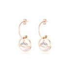 Fashion And Elegant Plated Rose Gold 316l Stainless Steel Fish Tail Round Earrings With Cubic Zircon Rose Gold - One Size