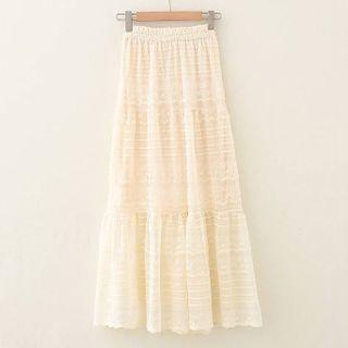 High-waist Plain Lace Mesh Skirt