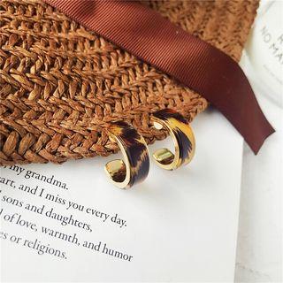 Leopard Print Acrylic Open Hoop Earring As Shown In Figure - One Size
