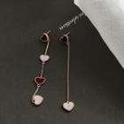 Non-matching Acrylic Heart Dangle Earring 1 Pair - 925 Silver - One Size