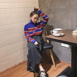 High-waist Loose-fit Cropped Denim Skort