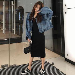 Loose-fit Denim Jacket / Plain Sleeveless Dress
