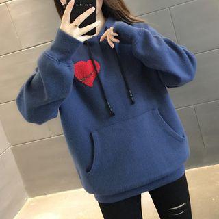 Heart Jacquard Knit Hoodie