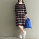 Striped Long-sleeve Shift Dress