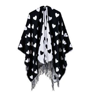 Heart Print Poncho