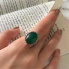 Faux Gemstone Sterling Silver Ring J2368 - Green - One Size